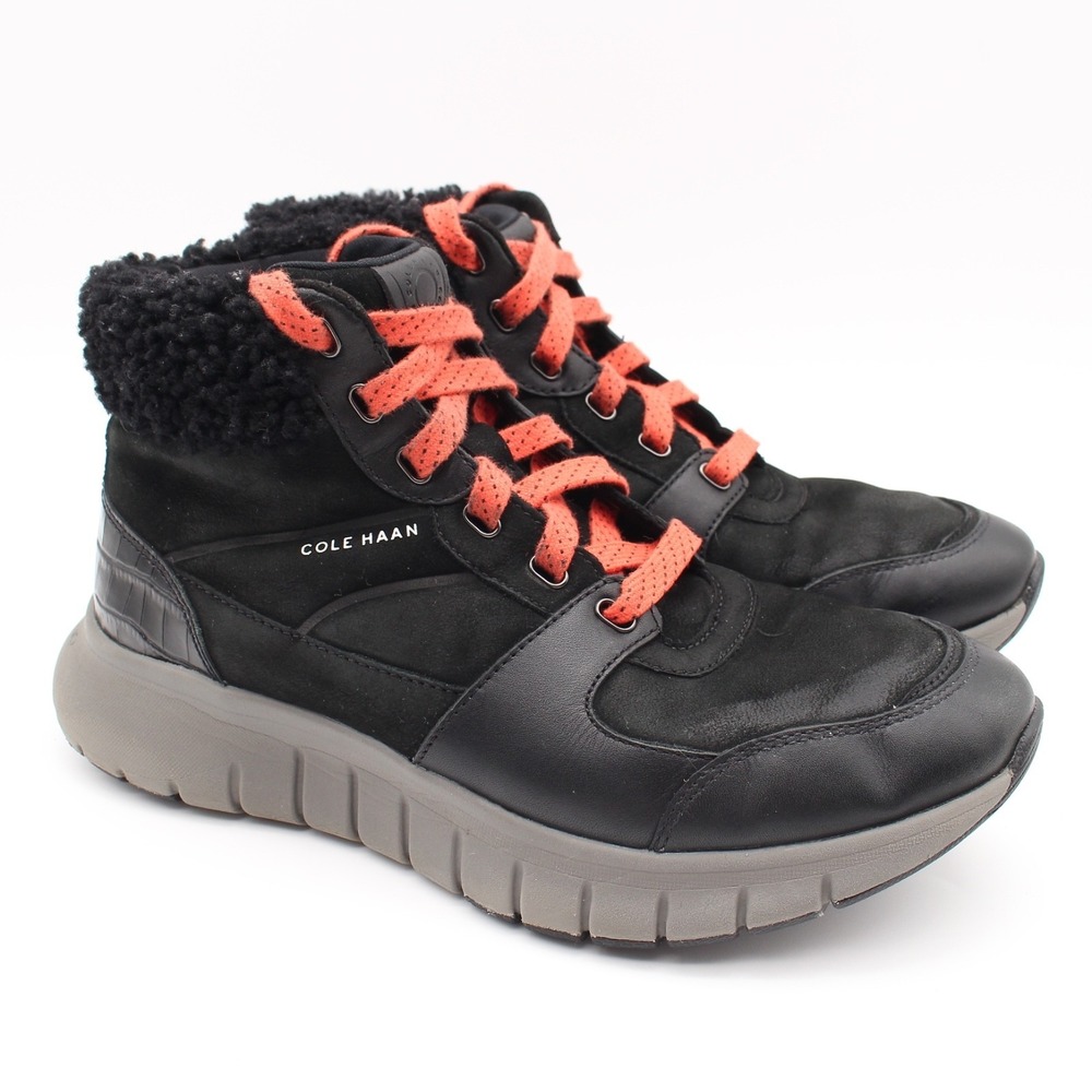 Cole Haan Zerogrand Flex Winter S-Boot Womens Size 8B Black Leather Lace Up